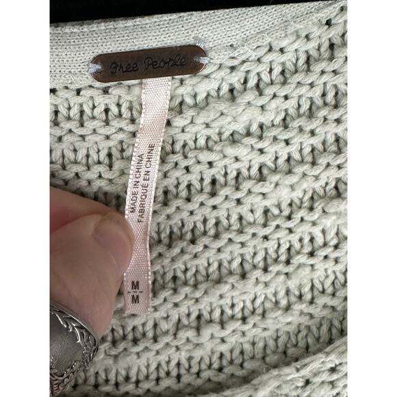 Free People Menace Cream White Long Sleeve Knitted Tunic Sweater Size Medium - Picture 5 of 6